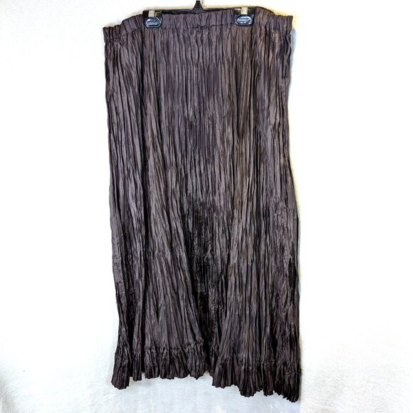 Skirt by Simon Chang Brown Crinkled Voluminous Size 12 - Picture 4 of 5